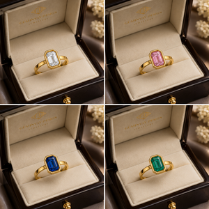<b>Emerald</b> Cut Lab Grown Diamond Bezel Set 18K Gold Plated 925 <b>Silver</b> IGI Certified Luxury Women's Bridal Wedding <b>Ring</b> - Product Image 5