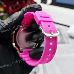 Women's Luxury Analog Digital <b>Watch</b> Green Dial Pink Rubber Band Moissanite Round <b>Case</b> Hip Hop <b>Watch</b> - Product Image 3