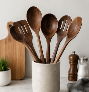 Juego de Utensilios de Cocina de Madera de 8 Piezas, Hechos a Mano, Ecológicos, de Grado Alimenticio, Cuchara, Espátula, Paleta, Personalizables, de Madera Natural - Product Image 6
