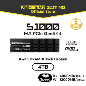 Unidad de Estado Sólido Interna AITC KINGSMAN M.2 2280 PCIe Gen5 de 4 TB con Caché DRAM, 14000 MB/s de Lectura/13000 MB/s de Escritura para PC de Juegos de Escritorio - Product Image 3