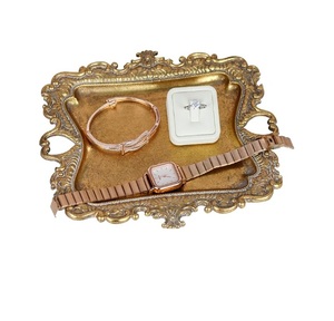 Plateau de service rectangulaire en laiton noir antique de qualité supérieure, motif floral, avec poignée, décoratif pour la maison - Product Image 6