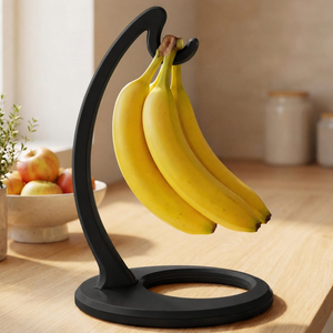 Wooden Banana <b>Hanger</b> <b>Stand</b> Countertop Fruit Holder Kitchen Storage Organizer Heavy Duty Banana Rack Modern Produce Holder - Product Image 1