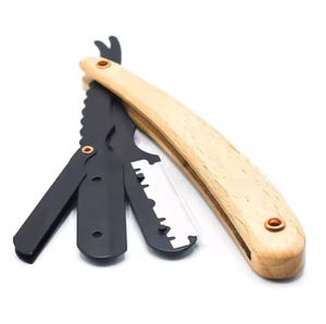 Navaja de Afeitar Profesional Vintage de Acero Inoxidable para Cortar Barba, Navaja de Barbero Personalizada de Una Sola Hoja con Mango de Madera - Product Image 4