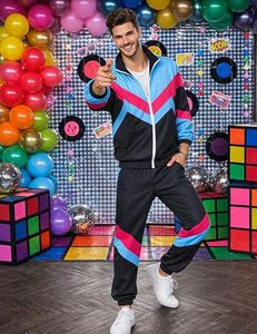 Men's Color Blocking <b>Tracksuit</b> Set Blue <b>Pink</b> Black Full Sleeve Zipper Sporty Casual Jogging Suit Spring Wear - Product Image 6