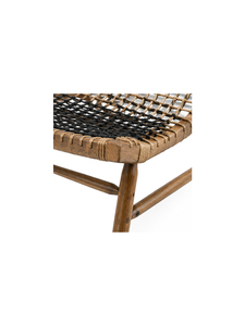 Modern Rattan Dining <b>Chair</b> with Faux <b>Leather</b> Upholstery Wooden Frame Midcentury Design Home Furniture - Product Image 6
