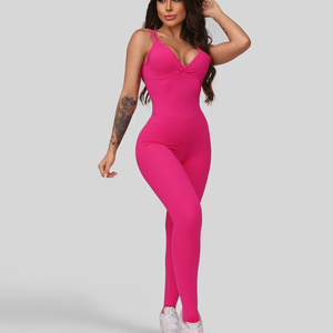 Mono de yoga al por mayor para mujer, ropa deportiva informal, sin mangas, de cintura alta, control de abdomen, ecológico, ajustado y elástico - Product Image 2