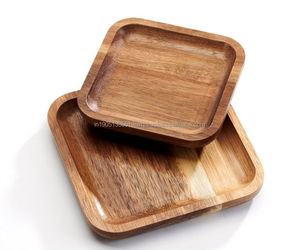Assiettes de service en bois d'acacia de haute qualité vaisselle écologique nouveau modèle solide poli emballage de meilleure qualité en gros - Product Image 5