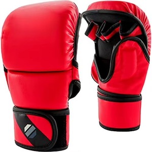 Gants de boxe professionnels rouges en cuir PU durable, antidérapants, respirants, légers, à doigts entiers, avec fermeture auto-agrippante, pour le sparring - Product Image 2