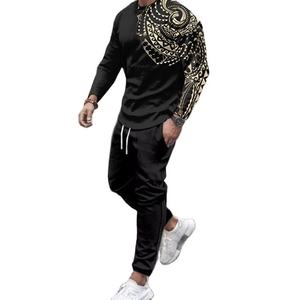 Ensemble de survêtement pour homme 2 pièces à manches longues avec imprimé lion, décontracté et respirant - Product Image 2