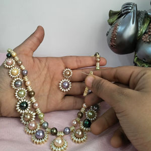 Imitation <b>Pearl</b> <b>Necklace</b> <b>Set</b> Multicolor <b>Pearl</b> Jewelry <b>Set</b> Women Party <b>Necklace</b> Earrings Wholesale - Product Image 2