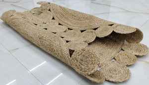 Alfombra Redonda de Yute Tejida a Mano con Diseño de Conchas Estilo Boho, Fibra Natural, Decoración Rústica para el Hogar - Product Image 6