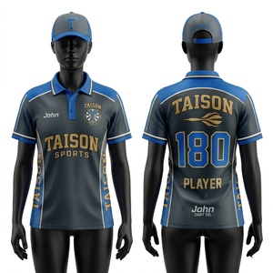 Camiseta Polo Deportiva para Mujer, Marca DART, Malla de Poliéster Premium de 160 GSM, Transpirable, Personalizable para Equipos, con Paneles en Contraste Azul, Gris y Dorado, Logotipo Pro - Product Image 1