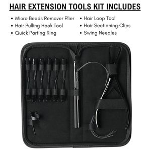 Kit d'outils professionnels pour extensions capillaires de salon avec pince de retrait de micro-perles, outil de crochetage capillaire, outil de bouclage capillaire et pinces à anneaux de séparation - Product Image 2