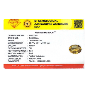 Natural Faceted Citrine Gemstone 8.25 Carat Certified Wholesale Yellow Oval Square - Product Image 4