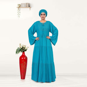 ชุดคาฟตันผ้าเรยอนพรีเมียมไซส์พลัส ดีไซน์เรียบหรู ทรงแม็กซี่แบบไล่ระดับ แต่งลูกไม้ที่คอเสื้อ แขนเสื้อทรงหลวมใส่สบาย - Product Image 4