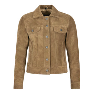 Custom 100% Genuine Cow Suede Leather <b>Womens</b> Motorcycle Trucker <b>Jacket</b> Summer Spring Classic Fit Private Label OEM Bulk - Product Image 1