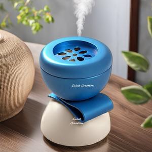 Sky Blue Wooden Aroma Diffuser Handmade Essential <b>Oil</b> and Bakhoor <b>Burner</b> for Home Fragrance and Relaxation Decor - Product Image 4