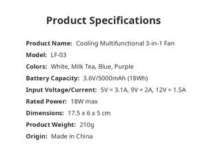 LaPO Portable Ice Cooling Fan 5000mAh | 100-Speed Handheld & <b>Neck</b> Fan with P brand Cell | USB-C Rechargeable with Flashlight - Product Image 6