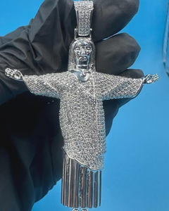 Colgante VVS Moissanite Cristo Redentor de Plata 925, Joyería Hip Hop para Raperos, Colgante VVS Moissanite Personalizado con Incrustaciones de Diamantes - Product Image 1