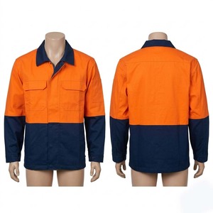 Chaqueta de Seguridad Impermeable con Capucha de Polialgodón de 250 GSM, Color Naranja y Azul Marino, Dos Tonos, Ropa de Trabajo, Logotipo Personalizado - Product Image 1