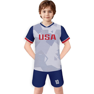 Maillots de football pour enfants en gros, personnalisables, maillots de foot légers à manches courtes pour hommes, respirants 100% coton pour l'été - Product Image 4