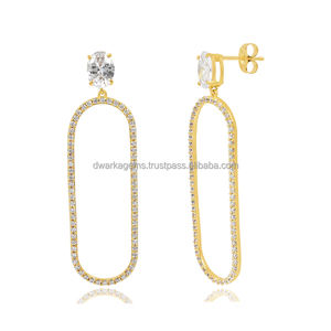 Femmes à la mode cristal Bling plaqué or 925 boucles d'oreilles en argent Sterling Style mignon nouveaux bijoux de mariage pour fiançailles Zircon - Product Image 3