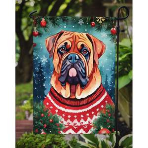 Dogue de Bordeaux Drapeau de jardin de Noël Boîte aux lettres multicolore Bannière décorative de cour pour patio Oeuvre d'art Lits de fleurs Panneaux de pelouse - Product Image 3