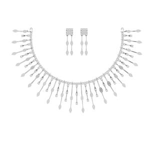 Collier de luxe en or massif 14 carats de qualité supérieure avec diamants de laboratoire taille soleil et boucles d'oreilles pendantes assorties, taille ronde VVS1, pour mariée - Product Image 2