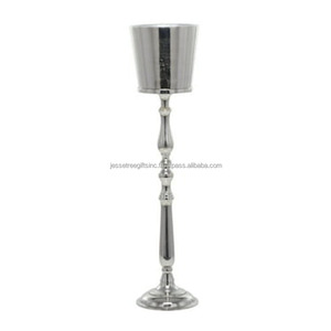 Enfriador de vino de aluminio con soporte largo Acabado niquelado Forma redonda Excelente calidad para servir Precio al por mayor - Product Image 1