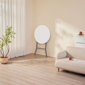 Tavolo pieghevole rotondo alto da 31 pollici in bianco - Product Image 5