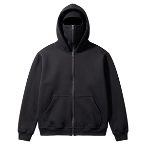 Sweat à capuche cagoule zippé intégral en polaire épaisse personnalisé, style streetwear uni, pour homme, tenue thermique d'hiver - Product Image 1