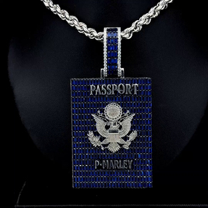 Nuevo Diseño VVS Baguette, Colgante Personalizado con Forma de Pasaporte, Plata de Ley 925, Estilo Hiphop, Brillante, con Moissanita, Fabricante OEM ODM - Product Image 1