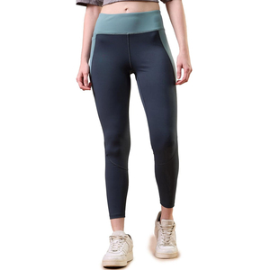 Leggings de yoga taille haute bicolores avec bande latérale, longueur cheville, en Spandex Nylon extensible dans les quatre sens - Product Image 1