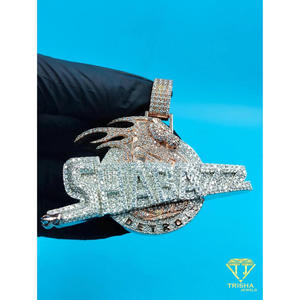 Colgante de Lujo con Diseño de Animal, con Diamante Moissanita Blanco, Plata de Ley 925, Totalmente Cubierto de Diamantes, Joyería Hip Hop de Gran Tamaño - Product Image 2