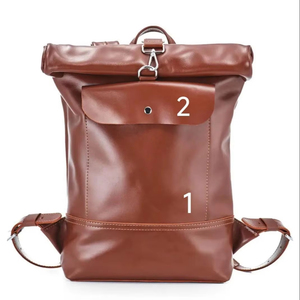 Genuine Leather <b>Roll</b> Top <b>Backpack</b> Mens Tactical Travel Bag Cowhide Laptop Rucksack Multi Function Design LTBP-0136 - Product Image 1