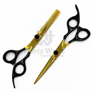 Gold & Black Most Demanding Barber Scissors Set Hairdressing & Thinning Shears With Own Your Branding Logo & Reasonable Rates