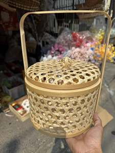 Traditional Woven Bamboo Suitcase Basket | Versatile Gift Presentation <b>Box</b> for Mid-Autumn & Lunar New Year Bamboo basket <b>box</b> - Product Image 4