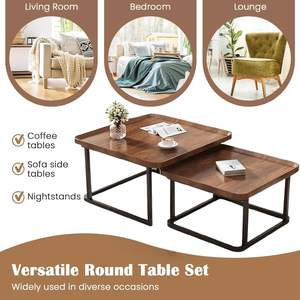 Mesa de Centro Cuadrada de Estilo Simple, Moderna, Multifuncional y de Lujo, Fácil de Armar, con Marco Metálico Color Marrón, para Muebles de Sala - Product Image 3