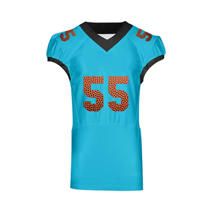 Camiseta de fútbol americano de alta calidad, color azul cielo, media manga, cuello en V, hecha de poliéster, para aficionados al deporte, unisex. - Product Image 1