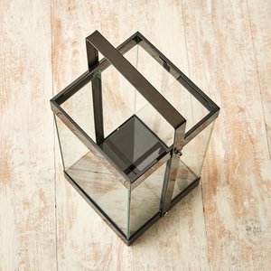 Wholesale Gloss Black Metal Glass <b>Hurricane</b> <b>Candle</b> Holder Tabletop Vase for Home and Events Decorations - Product Image 5