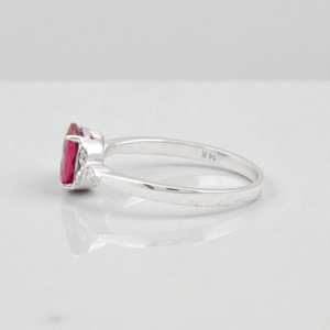 Bague de fiançailles en rubis rouge ovale, bague de mariage certifiée, pierre précieuse délicate, cadeau pour elle - Product Image 2