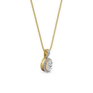 Collier pendentif en or massif 18 carats pour femme, diamant taille brillant rond, chaîne torsadée, style classique, bijoux raffinés - Product Image 2