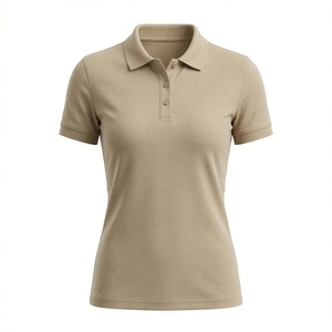 Chemise à manches courtes pour femme, 100% coton, tissu tricoté, couleur unie, col boutonné, coupe ajustée, longueur normale, de BD - Product Image 2