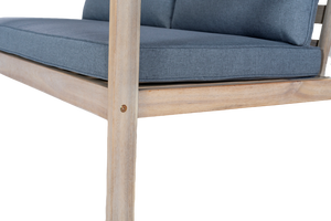 Juego de sofás de madera modernos para exteriores más vendidos, elegantes cojines azules y marco de madera de acacia resistente a la intemperie para patio u hotel - Product Image 3