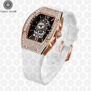Montre de luxe pour homme Charm_Jewells, boîtier tonneau 40 mm, bracelet en acier inoxydable or rose, mouvement mécanique analogique, date automatique, étanche 10 bars - Product Image 1