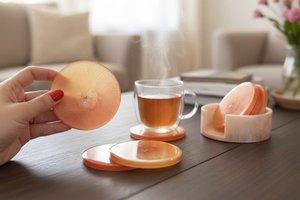 Handmade Resin Coaster Set Round Shape Tabletop and Home Decor Classic Looking Decorative <b>Epoxy</b> Resin Art - Product Image 3