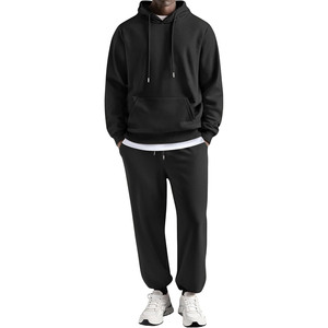 Survêtement d'été léger pour homme, respirant, en mélange de coton, avec capuche, coupe ajustée, pantalon de jogging décontracté pour la gym et la course à pied - Product Image 1