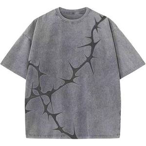 เสื้อยืดผู้ชายไซส์ใหญ่ สีดำ ผ้าฝ้าย พิมพ์ลายใยแมงมุม แขนสั้น สไตล์ลำลอง เสื้อฤดูร้อน ผ้าถักย้อมสีพื้น - Product Image 4