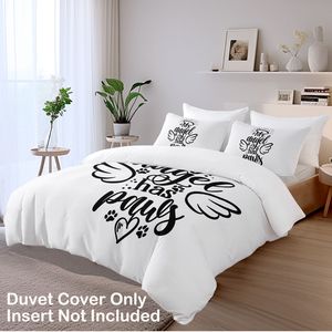 Juego de Funda Nórdica Super King Twin de 3 Piezas con 2 Fundas de Almohada 'Mi Ángel Tiene Alas' Diseño de Dibujos Animados en Blanco y Negro, Microfibra 400TC - Product Image 2