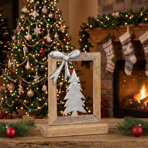 Escultura de nudo de árbol de Navidad marco de madera y Metal decoración de Navidad fábrica al por mayor opciones personalizadas decoración del hogar regalos - Product Image 1